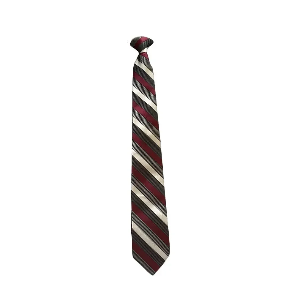 Bill Blass Essential ,George Boys Tie 3 Piece Red/ Gray Stripes, Paisley Blue